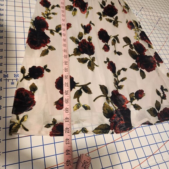 Rare London Pink Rose Devore Lace-Up Midi Dress NWT White Size 4 Hole in bodice - Picture 3 of 12